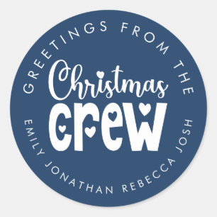 Greetings uit de naam White Blue van de kerstman Ronde Sticker