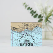 Greetings uit de Nautical Chart van Santa Cruz Briefkaart (Staand voorkant)