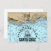 Greetings uit de Nautical Chart van Santa Cruz Briefkaart (Voorkant / Achterkant)