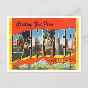 Greetings uit Denver, Colorado Vintage Travel Briefkaart