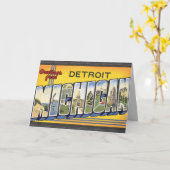 Greetings uit Detroit Michigan, Vintage Kaart (Gele Bloem)