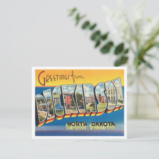 Greetings uit Dickinson, North Dakota Travel Briefkaart (Staand voorkant)