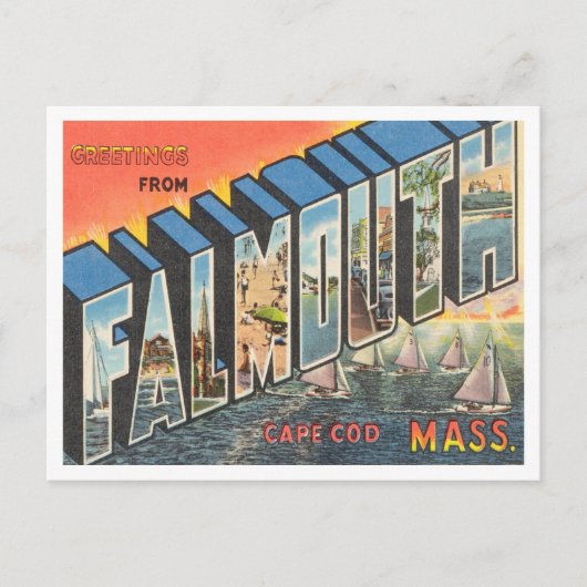 Greetings uit Falmouth Cape Cod, Massachusetts Briefkaart (Voorkant)