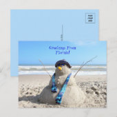 Greetings uit Florida Beach Snowman Briefkaart (Voorkant / Achterkant)