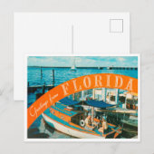 Greetings uit Florida Boat Vintage Travel Briefkaart (Voorkant / Achterkant)