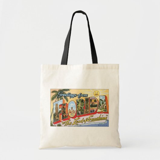 Greetings uit Florida "The Land of Sunshine", Vin Tote Bag (Voorkant)