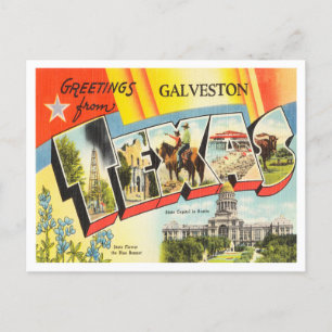 Greetings uit Galveston, Texas Vintage Travel Briefkaart