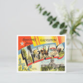 Greetings uit Galveston, Texas Vintage Travel Briefkaart (Staand voorkant)