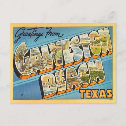 Greetings uit Galveston, Texas Vintage Travel Briefkaart (Voorkant)