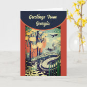 Greetings uit Georgia  Artsy Kaart (Gele Bloem)