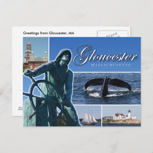 Greetings uit Gloucester, MA Briefkaart (Voorkant / Achterkant)