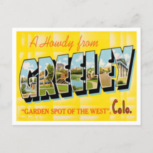 Greetings uit Greeley, Colorado Vintage Travel Briefkaart