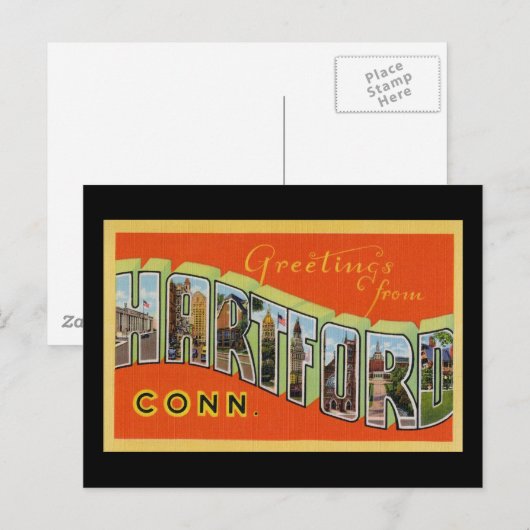 Greetings uit Hartford Connecticut Briefkaart (Voorkant / Achterkant)