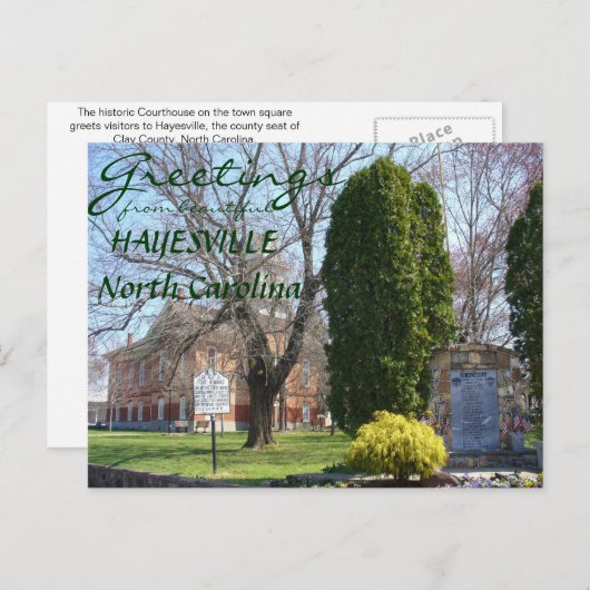 Greetings uit Hayesville, North Carolina Briefkaart (Voorkant / Achterkant)