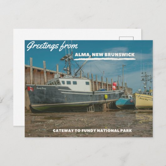 Greetings uit het nationaal park Alma NB en Fundy Briefkaart (Voorkant / Achterkant)