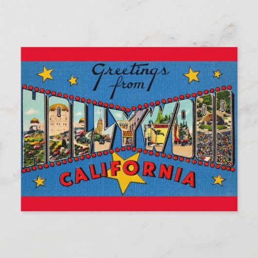 Greetings uit Hollywood Ca. Travel Briefkaart (Voorkant)