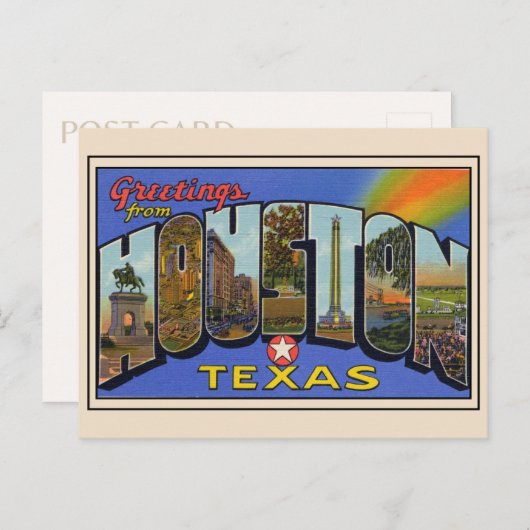 Greetings uit Houston, Texas 1936 — Grote letter Briefkaart (Voorkant / Achterkant)