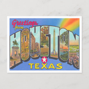 Greetings uit Houston, Texas Vintage Travel Briefkaart