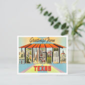 Greetings uit Houston, Texas Vintage Travel Briefkaart (Staand voorkant)