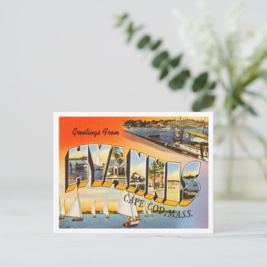 Greetings uit Hyannis, Cape Cod, Massachusetts Briefkaart (Staand voorkant)