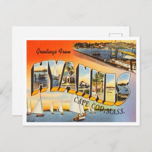 Greetings uit Hyannis, Cape Cod, Massachusetts Briefkaart (Voorkant / Achterkant)