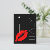 Greetings uit Italië Red Lipstick Kiss Black Briefkaart (Staand voorkant)