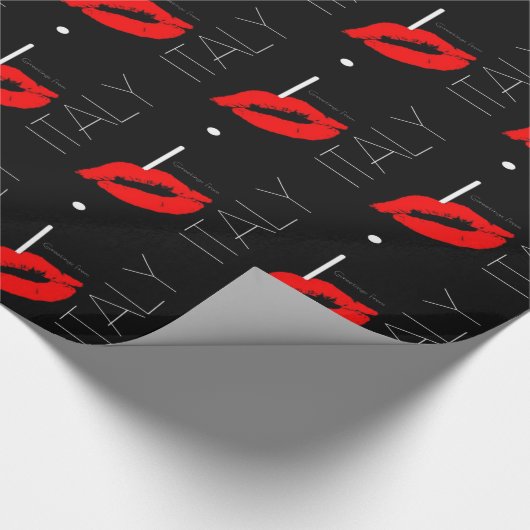 Greetings uit Italië Red Lipstick Love Kiss Cadeaupapier (Hoek)