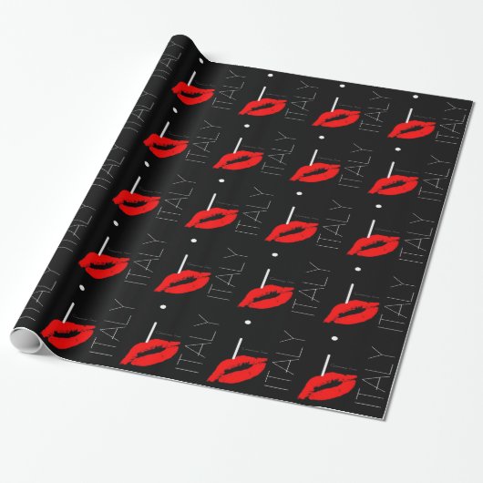 Greetings uit Italië Red Lipstick Love Kiss Cadeaupapier (Uitgerold)