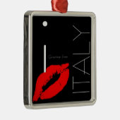 Greetings uit Italië Red Lipstick Love Kiss Metalen Ornament (Rechts)