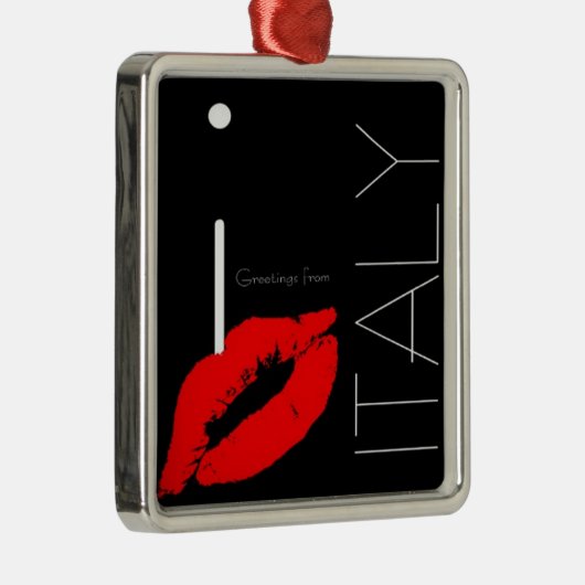 Greetings uit Italië Red Lipstick Love Kiss Metalen Ornament (Rechts)