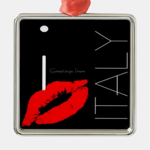 Greetings uit Italië Red Lipstick Love Kiss Metalen Ornament