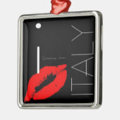 Greetings uit Italië Red Lipstick Love Kiss Metalen Ornament (Links)