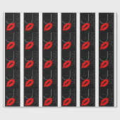 Greetings uit Japan Red Lipstick Kiss Black Cadeaupapier (Vlak)