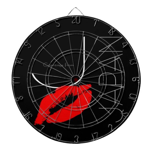 Greetings uit Japan Red Lipstick Kiss Black Dartbord (Voorkant)