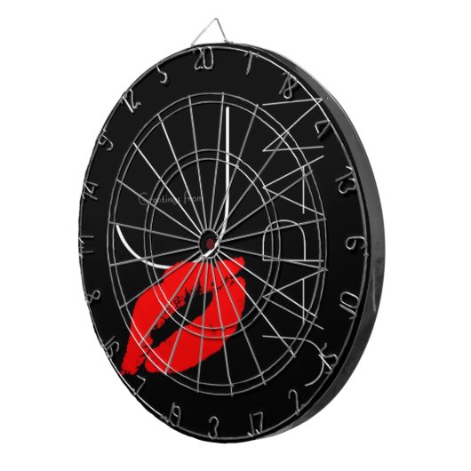 Greetings uit Japan Red Lipstick Kiss Black Dartbord (Voorkant Rechts)