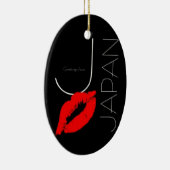 Greetings uit Japan Red Lipstick Kiss Black Keramisch Ornament (Rechts)