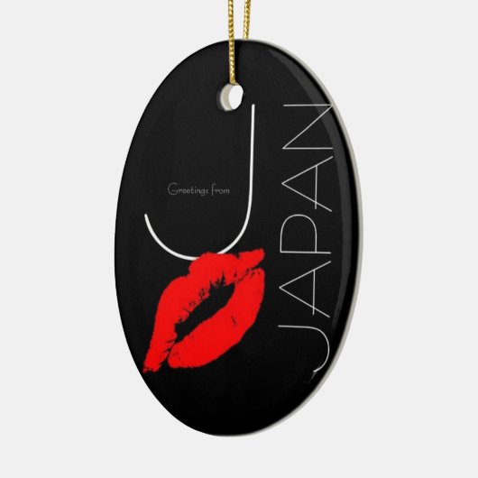 Greetings uit Japan Red Lipstick Kiss Black Keramisch Ornament (Links)