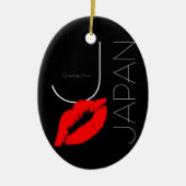 Greetings uit Japan Red Lipstick Kiss Black Keramisch Ornament (Voorkant)
