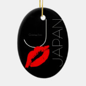 Greetings uit Japan Red Lipstick Kiss Black Keramisch Ornament (Achterkant)