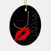Greetings uit Japan Red Lipstick Kiss Black Keramisch Ornament (Rechts)