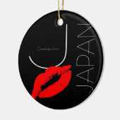 Greetings uit Japan Red Lipstick Kiss Black Keramisch Ornament (Links)