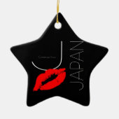 Greetings uit Japan Red Lipstick Kiss Black Keramisch Ornament (Voorkant)