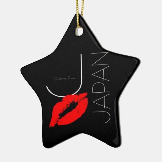 Greetings uit Japan Red Lipstick Kiss Black Keramisch Ornament (Links)