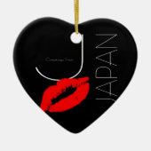Greetings uit Japan Red Lipstick Kiss Black Keramisch Ornament (Voorkant)
