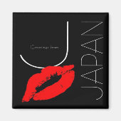 Greetings uit Japan Red Lipstick Kiss Black Magneet (Voorkant)