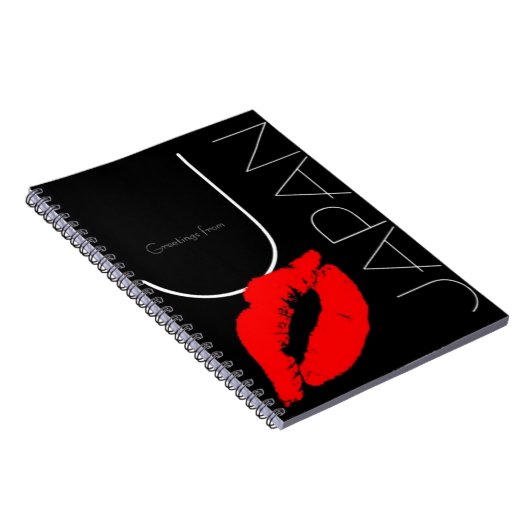 Greetings uit Japan Red Lipstick Kiss Black Notitieboek (Rechterzijde)