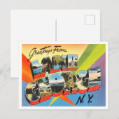 Greetings uit Lake George, New York Travel Briefkaart (Voorkant / Achterkant)