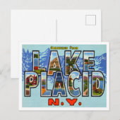 Greetings uit Lake Placid, New York Travel Briefkaart (Voorkant / Achterkant)