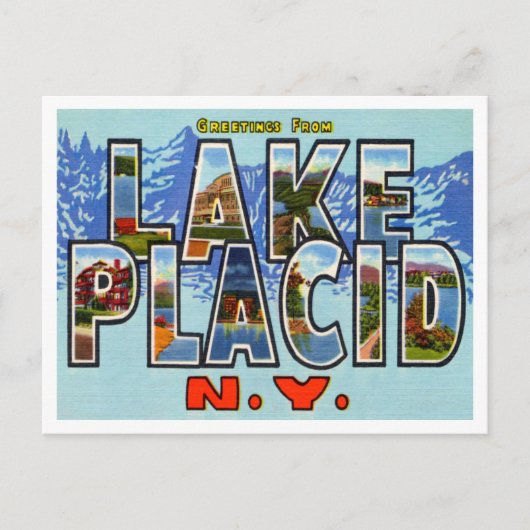 Greetings uit Lake Placid, New York Travel Briefkaart (Voorkant)