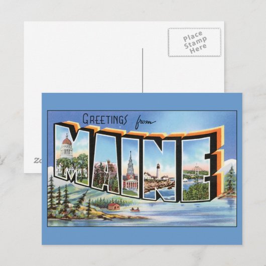 Greetings uit Maine Briefkaart (Voorkant / Achterkant)